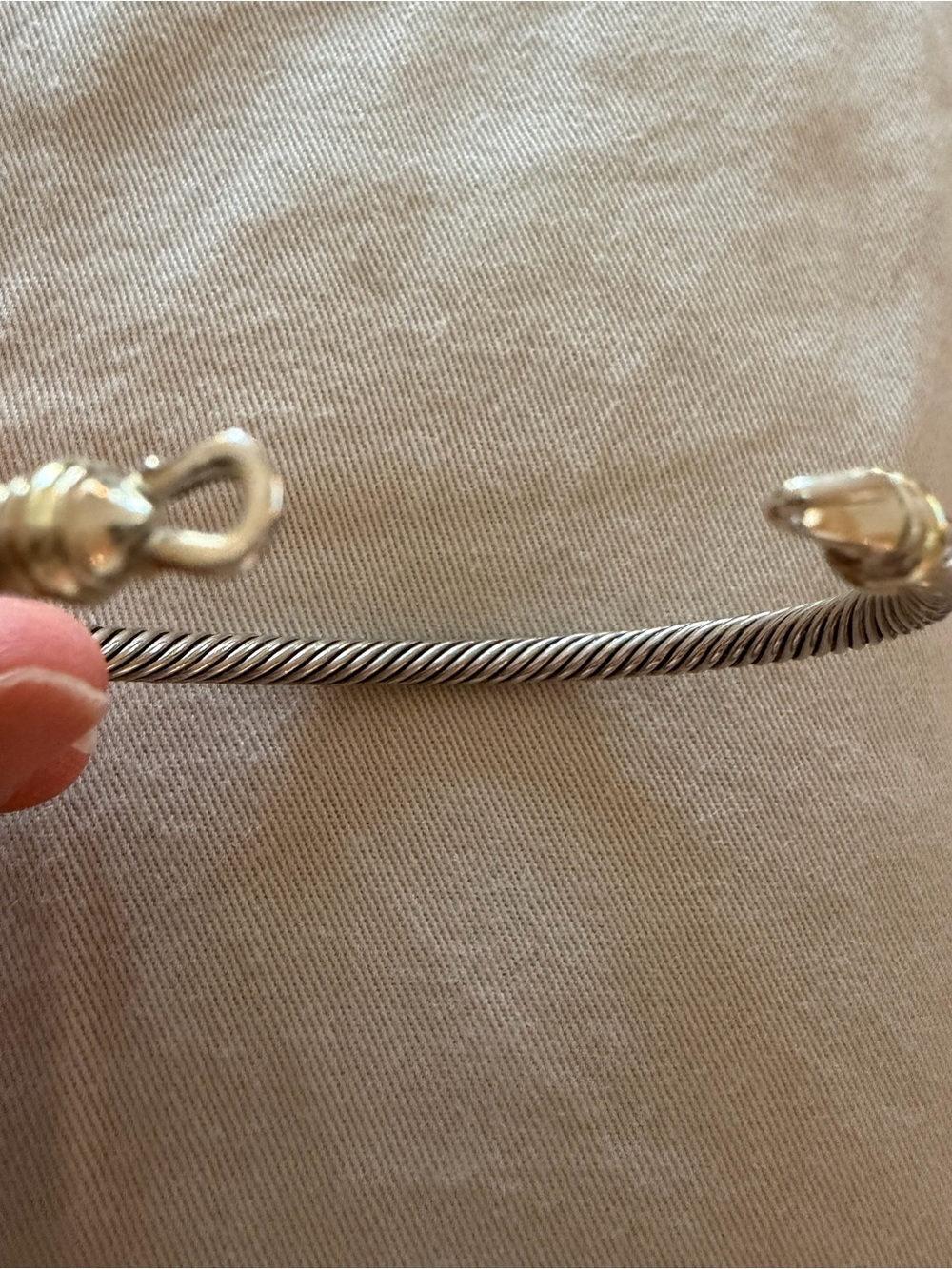 David Yurman Two-Tone Silver and Gold Cable Bracelet - Picture 3 of 7